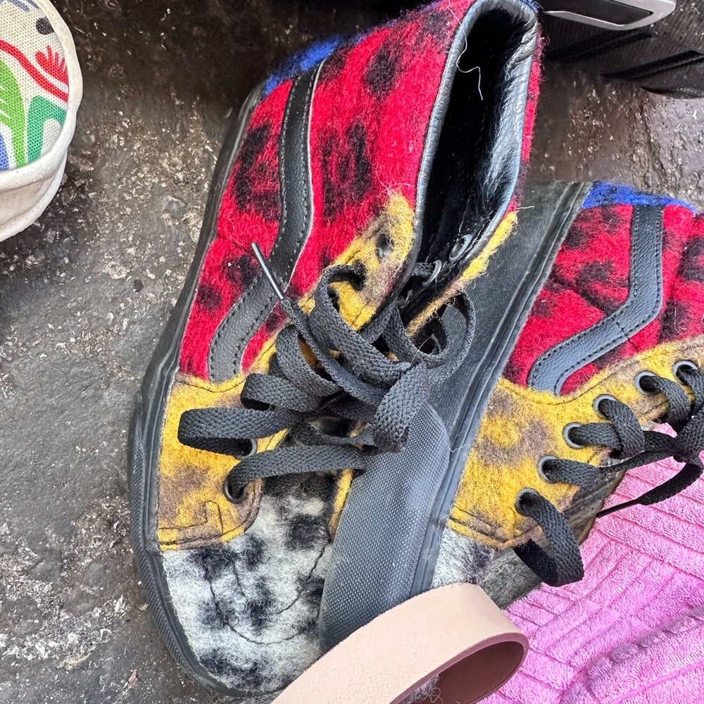Colorful Furry High-Top Sneakers